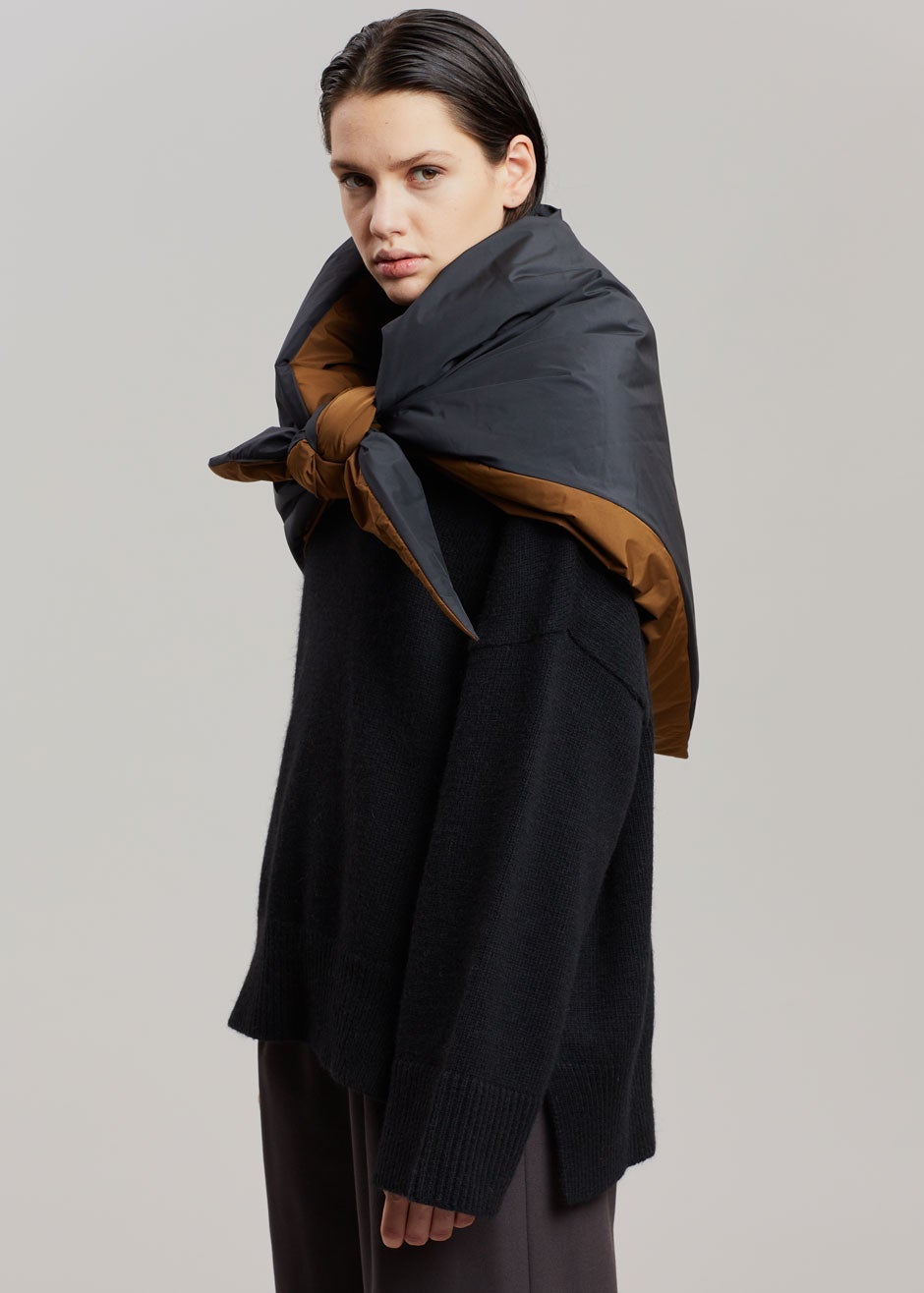 KASSL Editions Triangle Scarf - Black/Shiitake