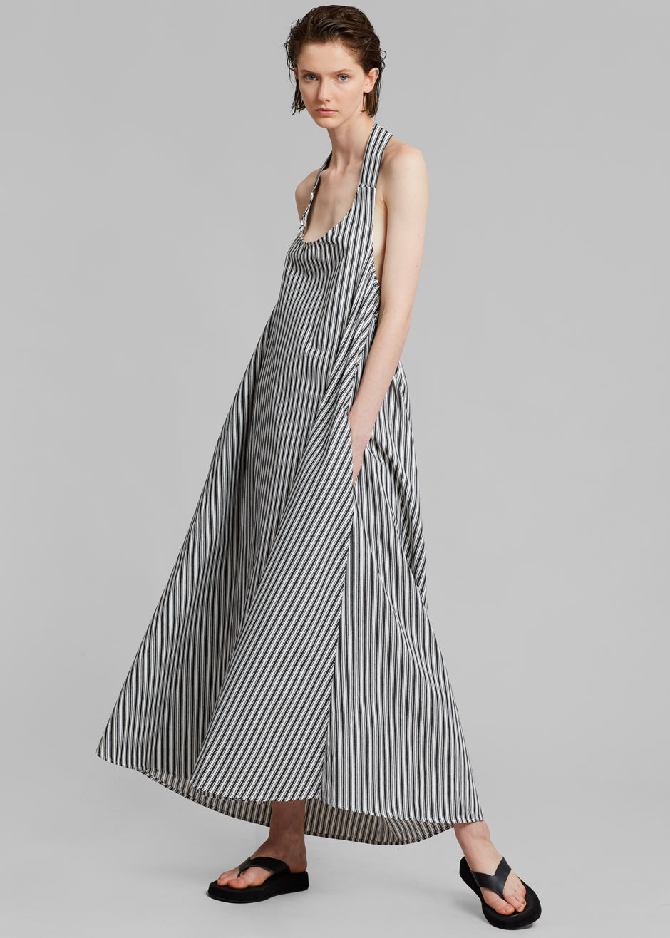 Lea Halter Dress - Black Stripe - 1