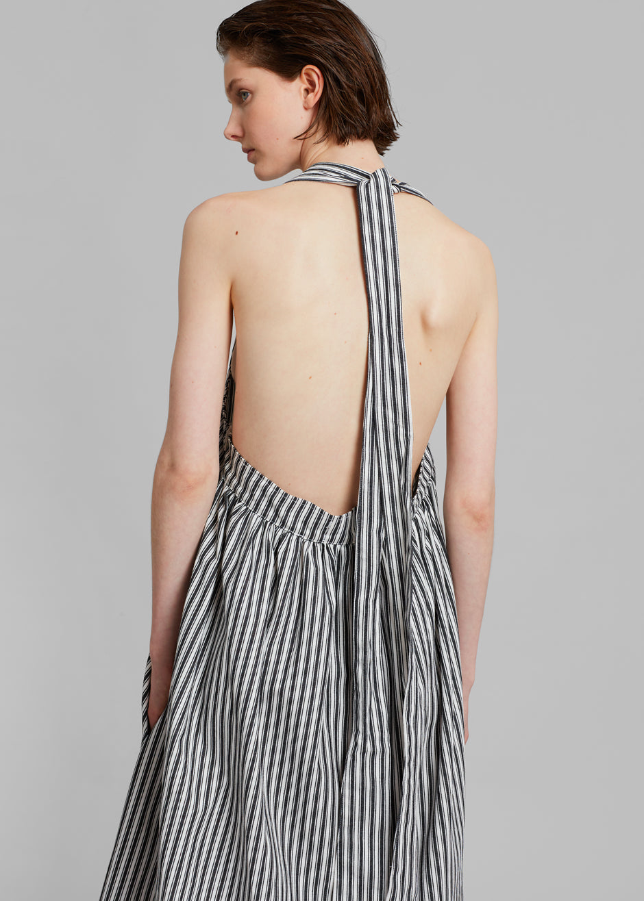 Lea Halter Dress - Black Stripe - 3