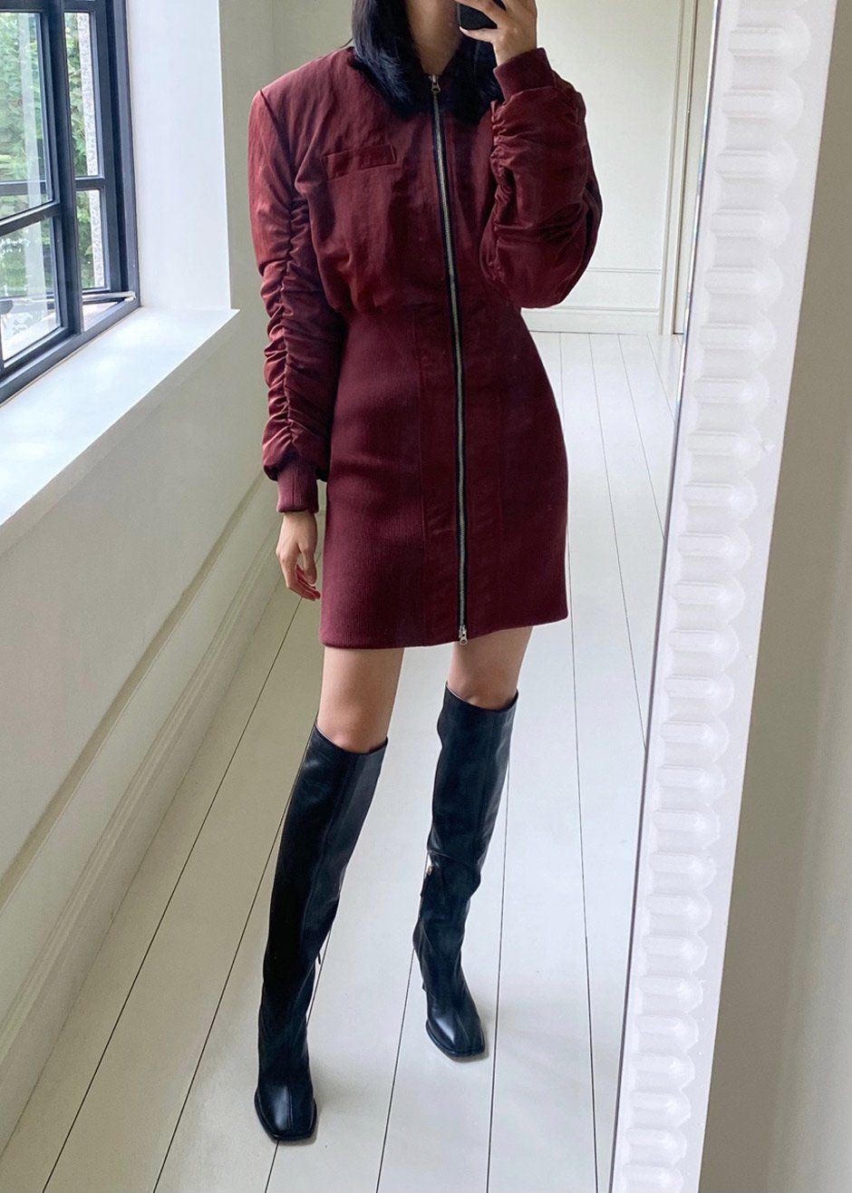 Leen Bomber Dress - Brick Red - 2