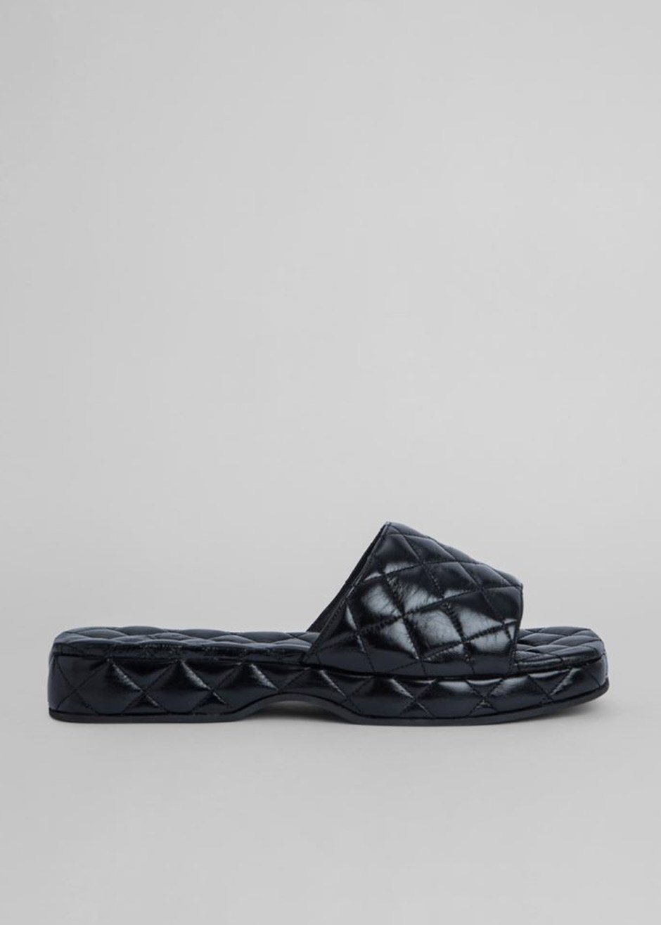 BY FAR Lilo Quilted Sandals - Black - 4