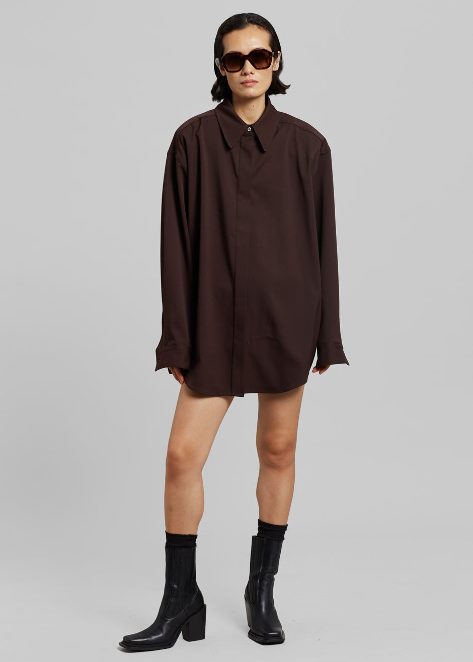 Lio Detachable Padded Shoulder Shirt - Chocolate - 6