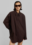 Lio Detachable Padded Shoulder Shirt - Chocolate Shirt Charm