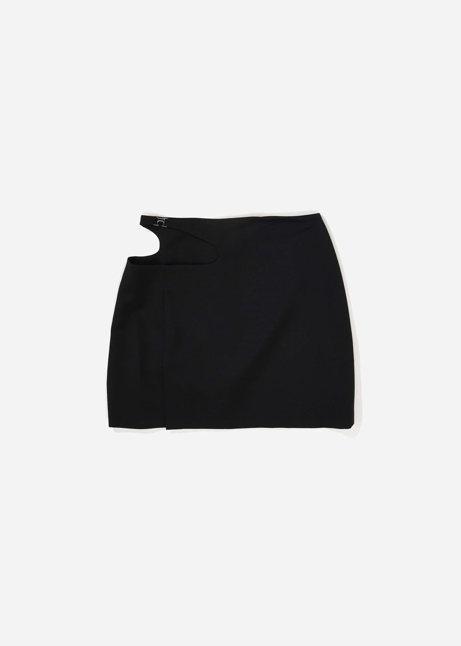 Low Classic Curve Hole Mini Skirt - Black - 6