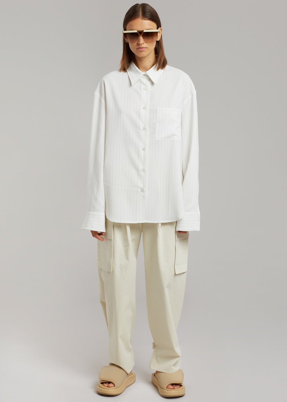 Lui Fluid Pinstripe Shirt - Off White - 5