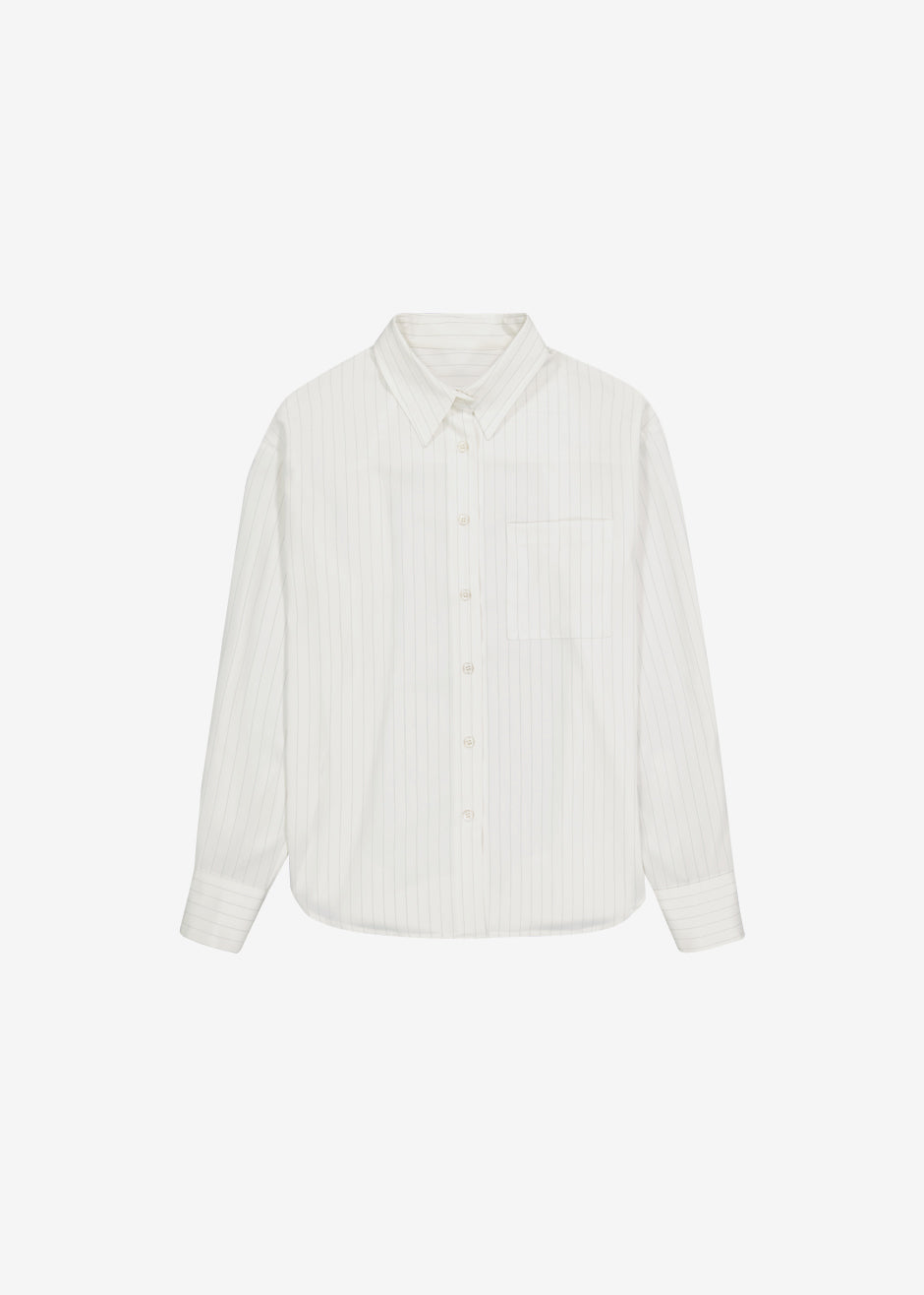 Lui Fluid Pinstripe Shirt - Off White - 7