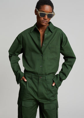 Lui Twill Overshirt - Forest Green