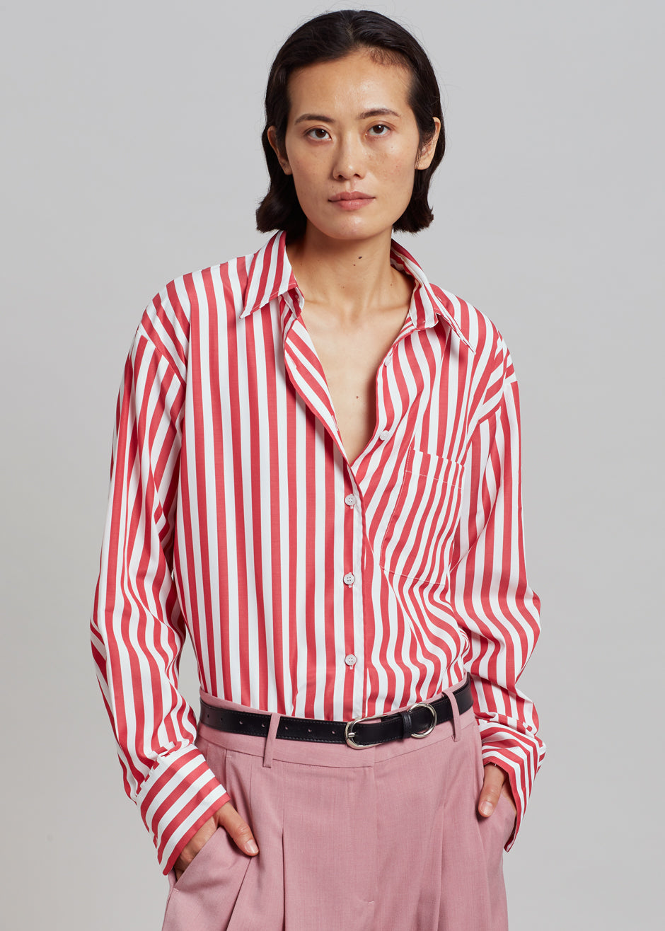 Lui Stripe Shirt - Red - 1