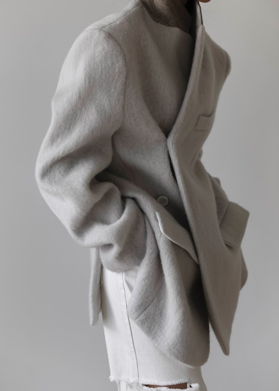 Mabel Fuzzy Oversized Blazer - Birch - 3