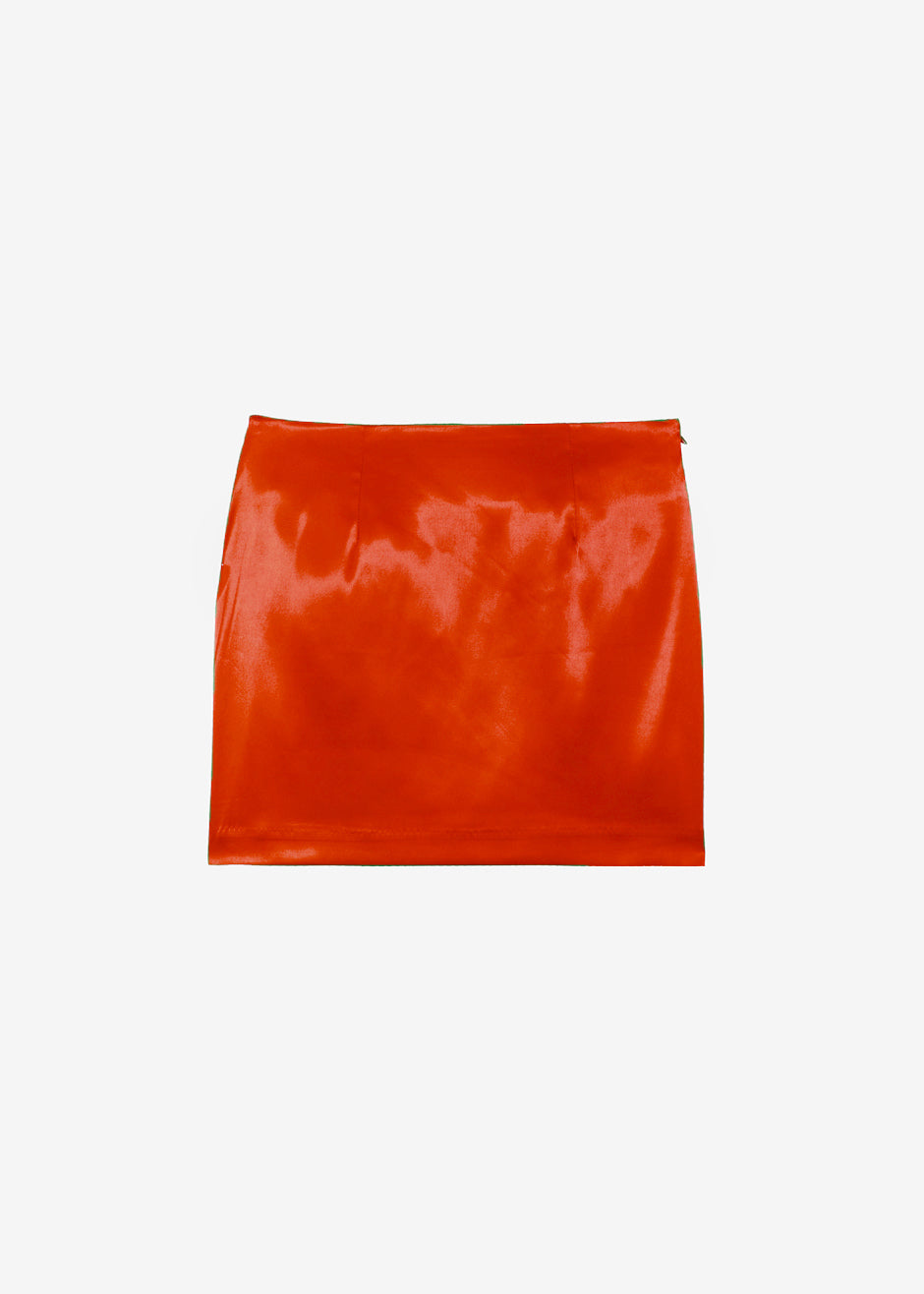 Maddy Satin Mini Skirt - Red - 4