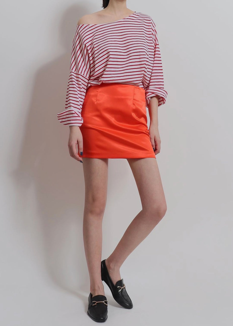 Maddy Satin Mini Skirt - Red - 3