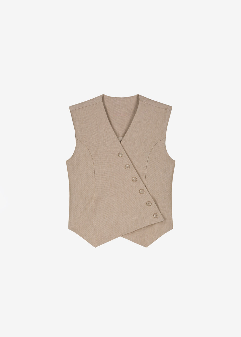 Maesa Cross Vest - Taupe Melange - 9