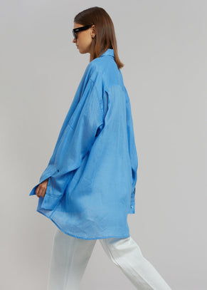 Marlow Oversized Linen Shirt - Blue