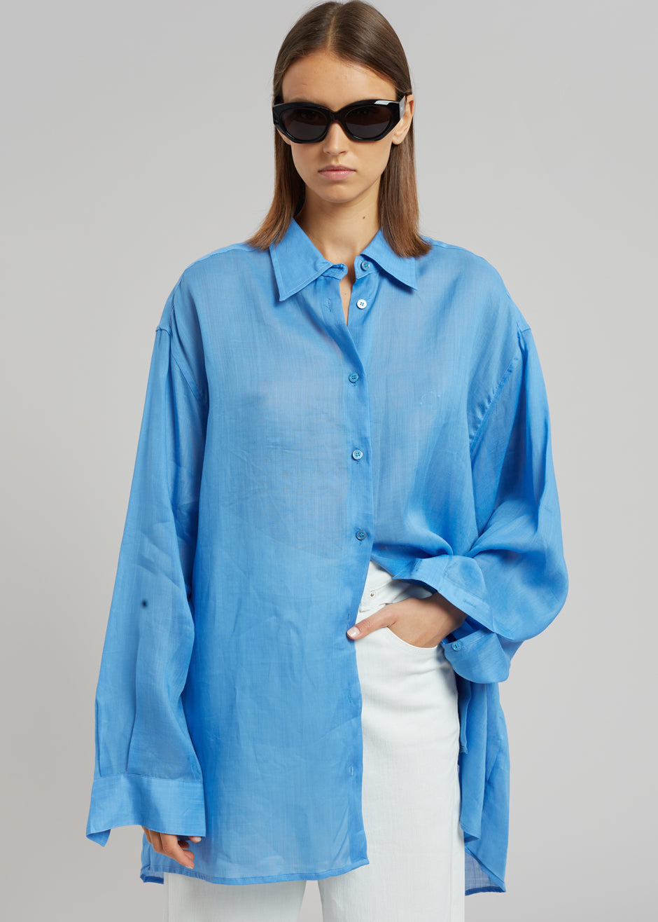 Marlow Oversized Linen Shirt - Blue - 11