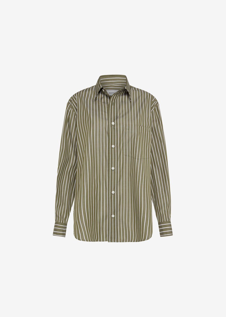 Matteau Classic Stripe Shirt - Olive - 5