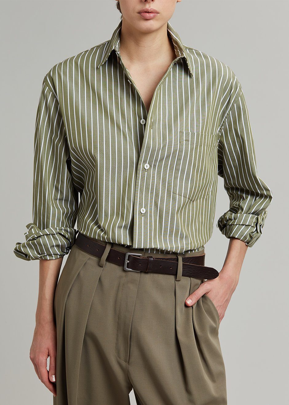 Matteau Classic Stripe Shirt - Olive - 1