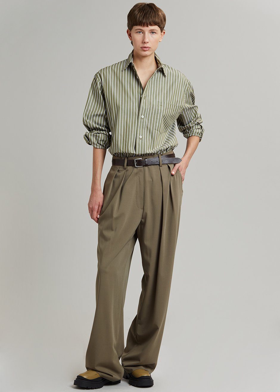 Matteau Classic Stripe Shirt - Olive - 3