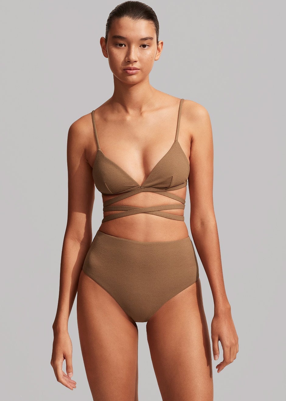 Matteau Wrap Triangle Bikini Top - Cinnamon Crinkle