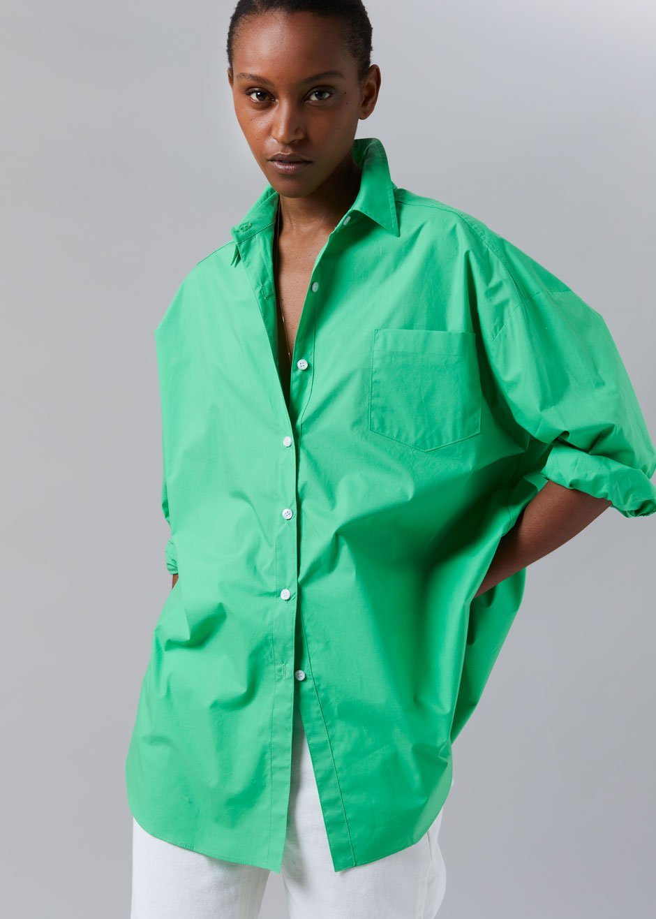 Melody Oversized Cotton Shirt - Island Green