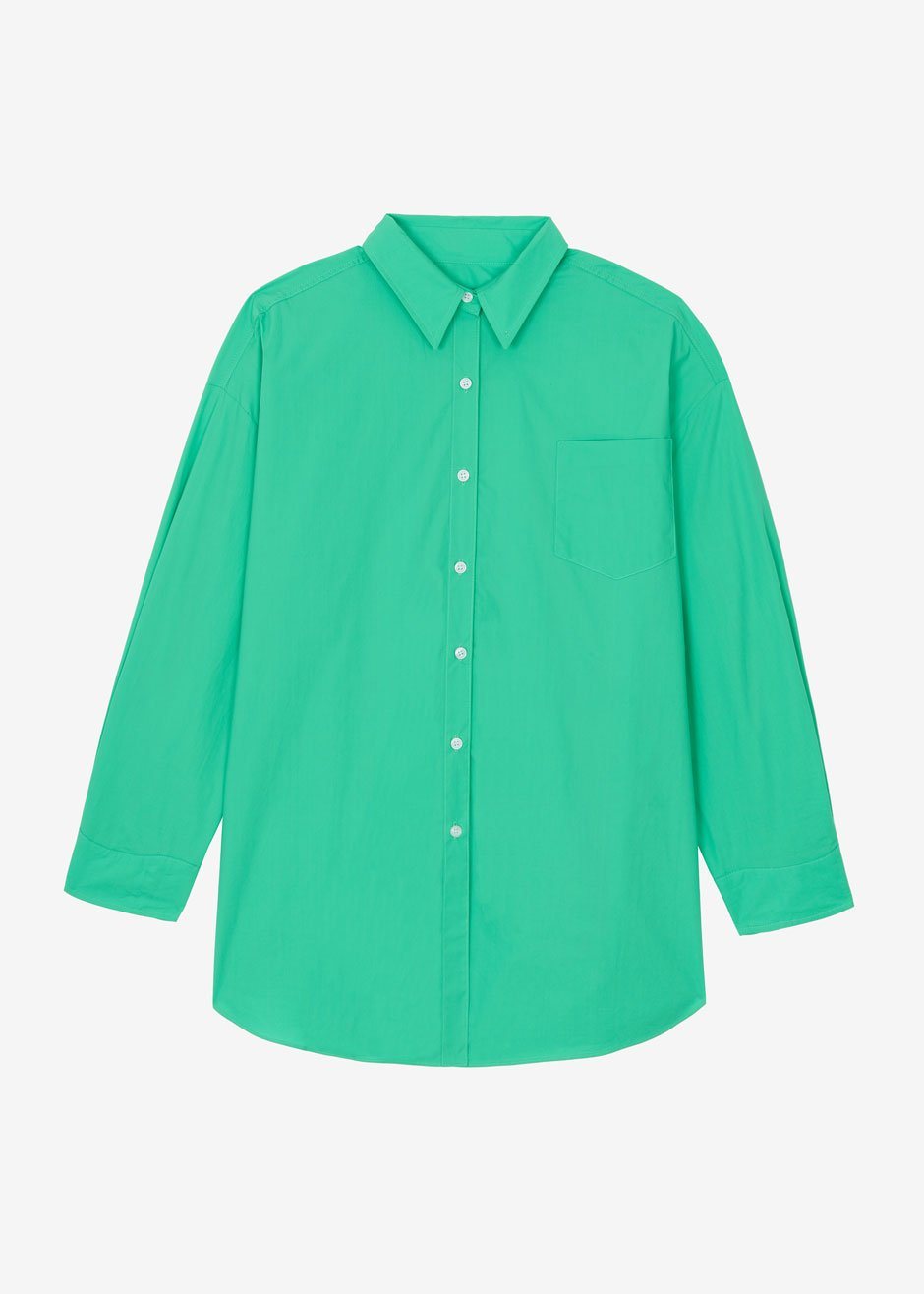 Melody Oversized Cotton Shirt - Island Green - 7