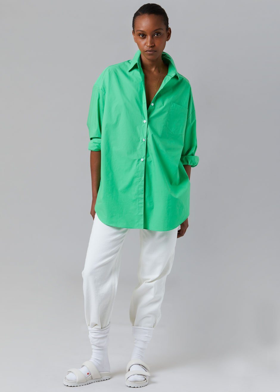 Melody Oversized Cotton Shirt - Island Green - 2