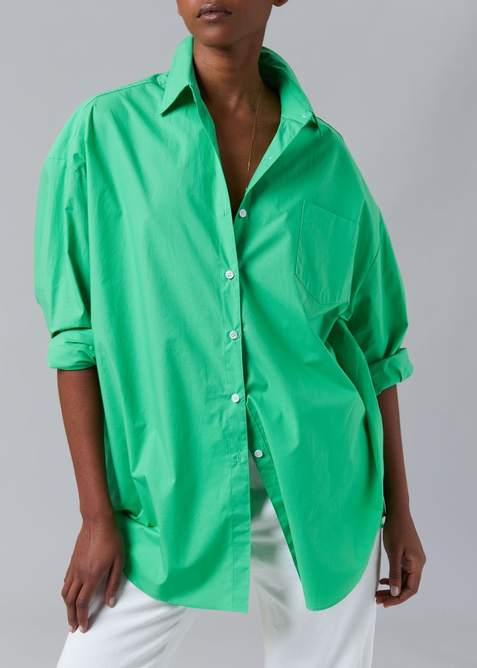 Melody Oversized Cotton Shirt - Island Green - 3