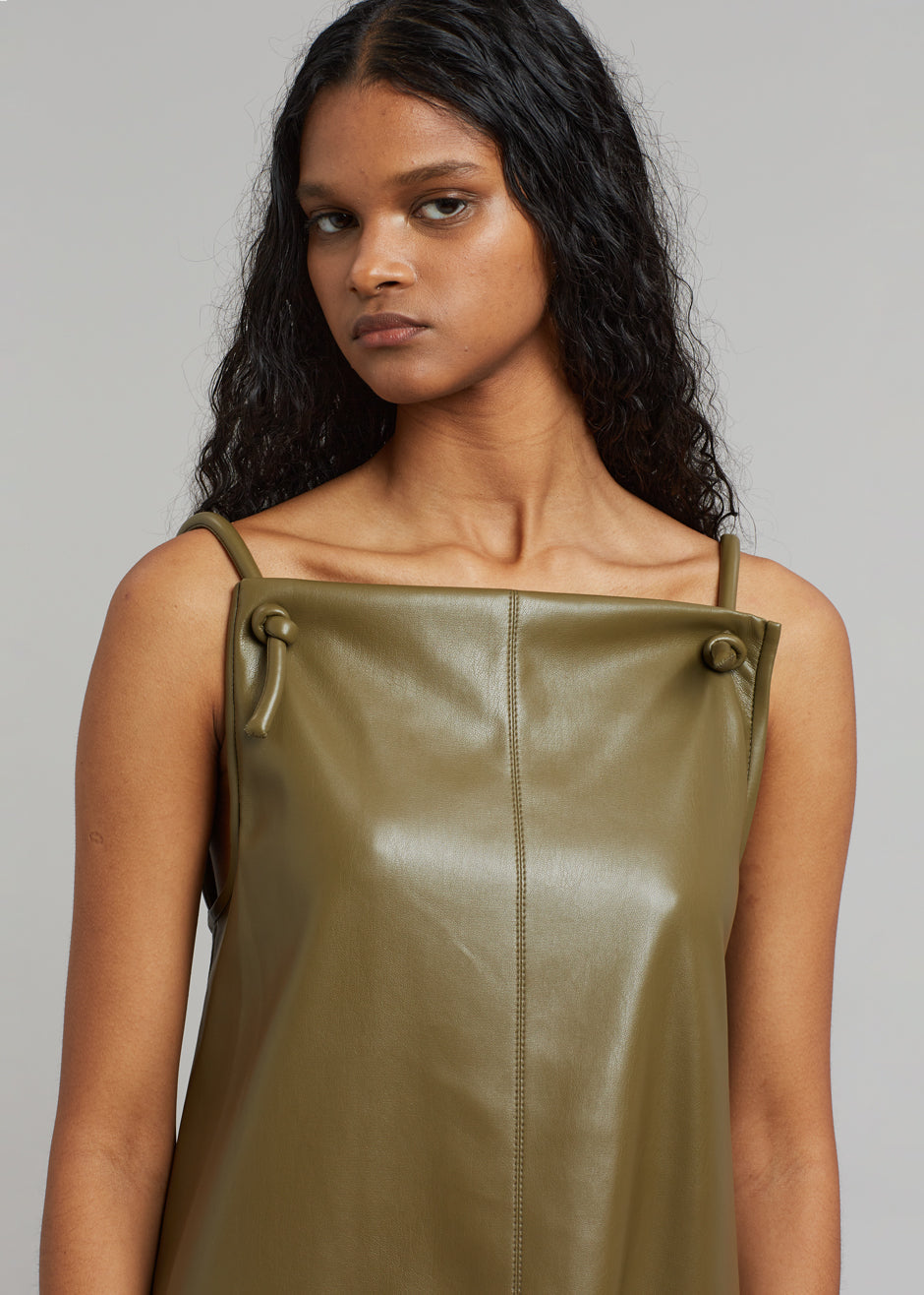 Nanushka Claire Vegan Leather Dress - Olive - 5