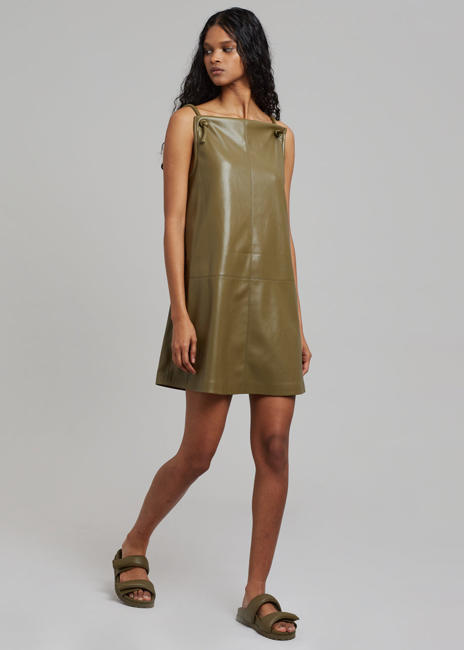 Nanushka Claire Vegan Leather Dress - Olive - 4
