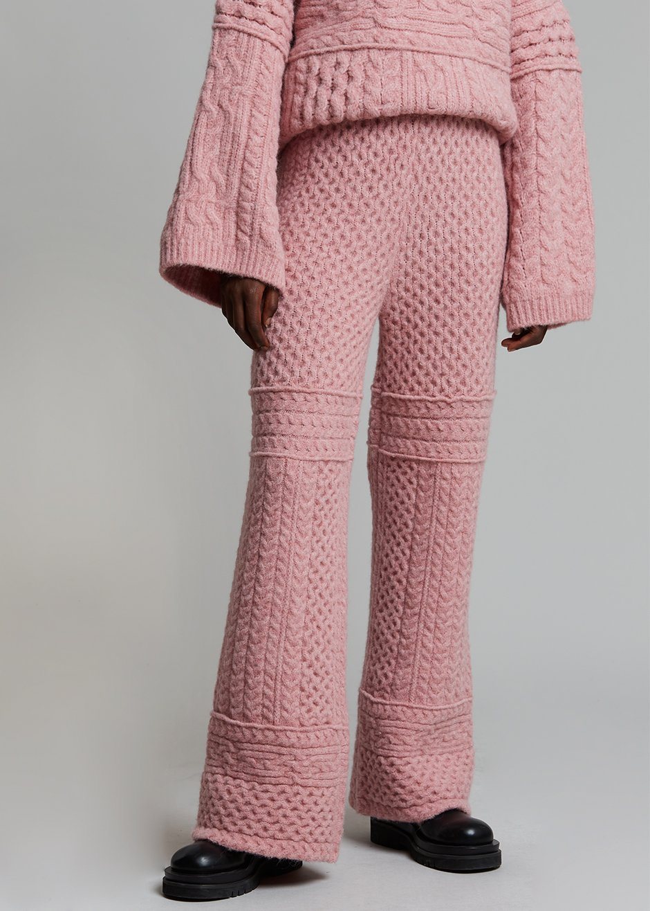 Nanushka Fina Cable Knit Pants - Pink - 1