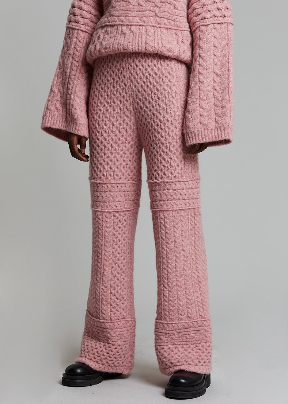 Nanushka Fina Cable Knit Pants - Pink - 4