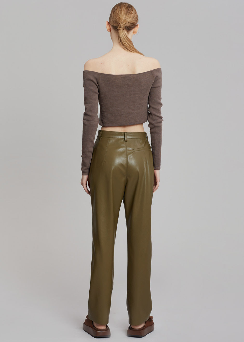 Nanushka Lucee Vegan Leather Pants - Olive - 8