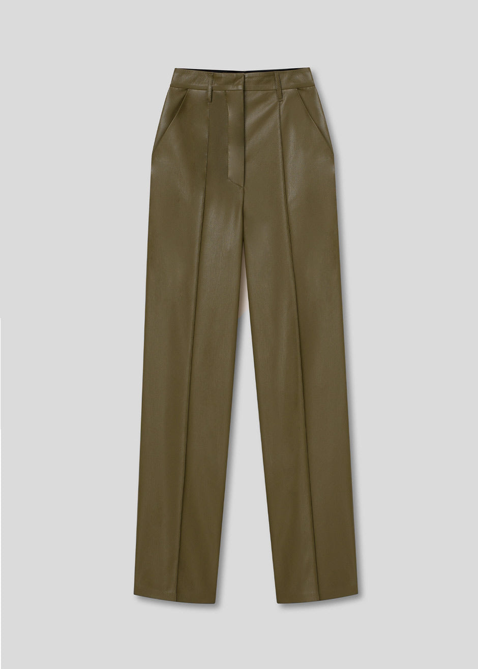 Nanushka Lucee Vegan Leather Pants - Olive - 9