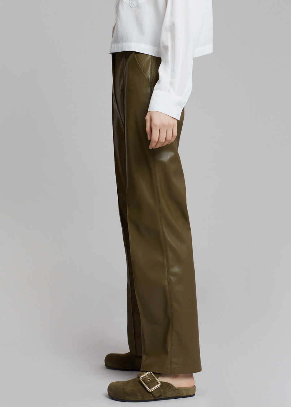 Nanushka Lucee Vegan Leather Pants - Olive - 4