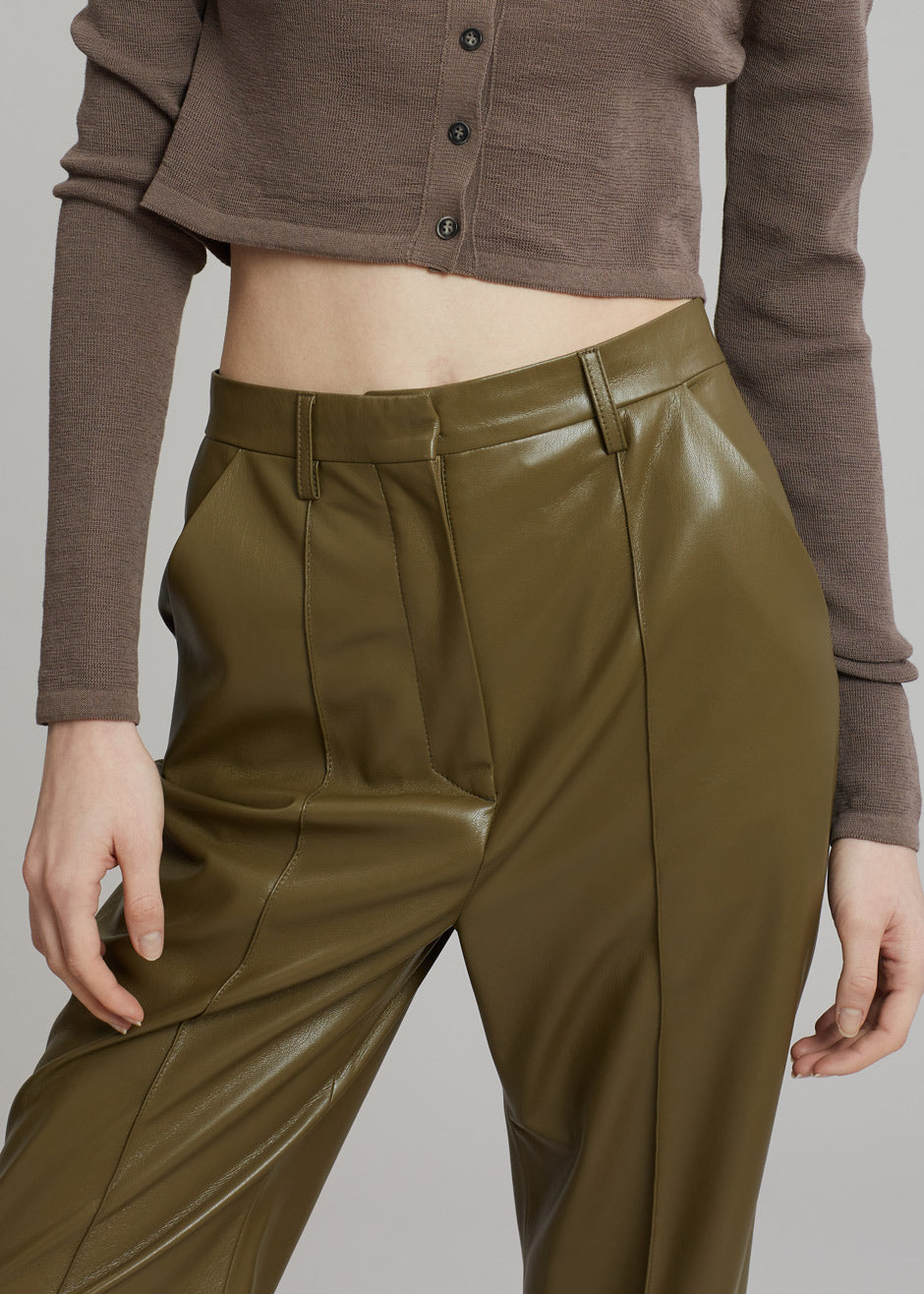 Nanushka Lucee Vegan Leather Pants - Olive - 7