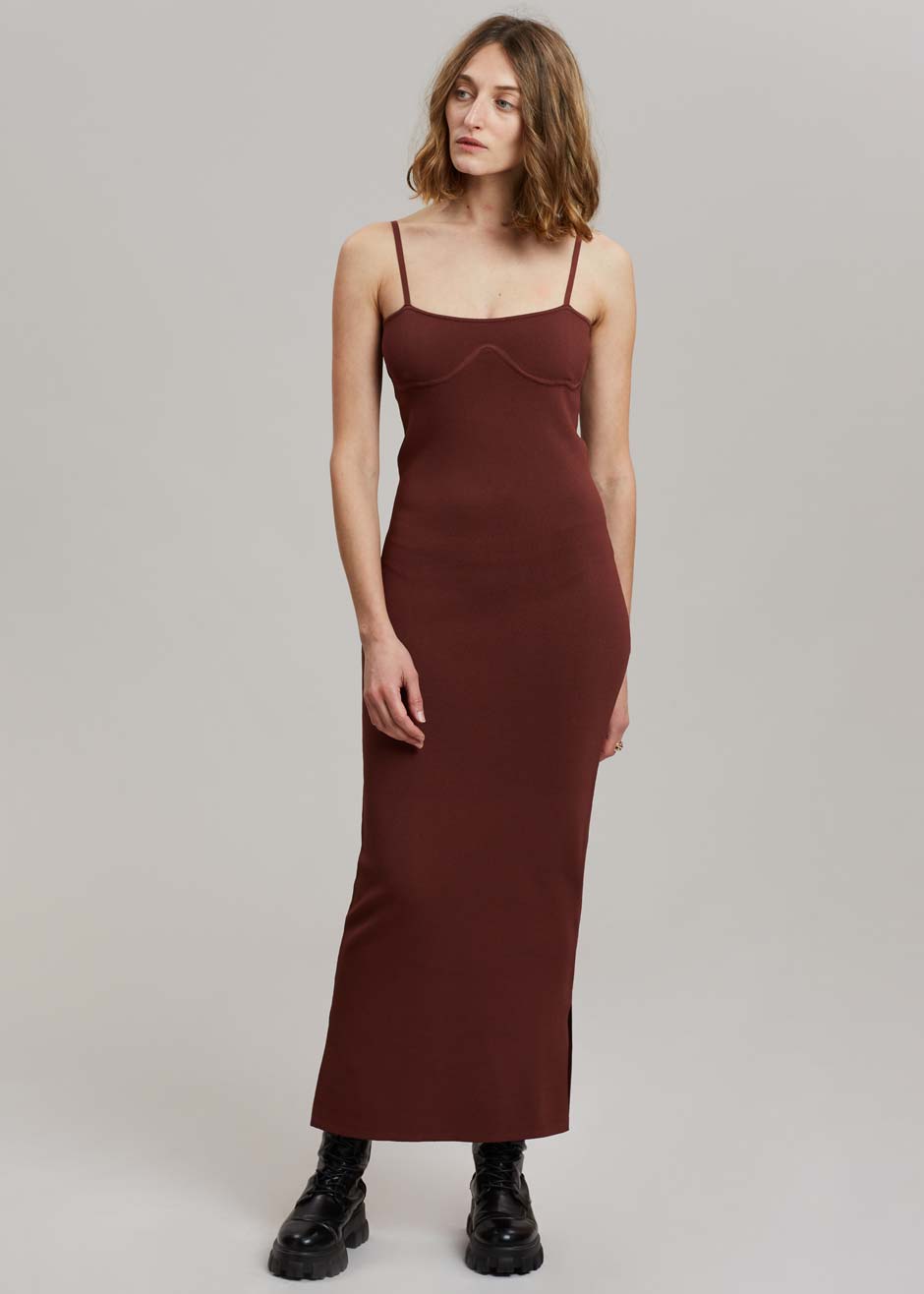 Nanushka Nyoka Knit Dress - Mahogany - 1