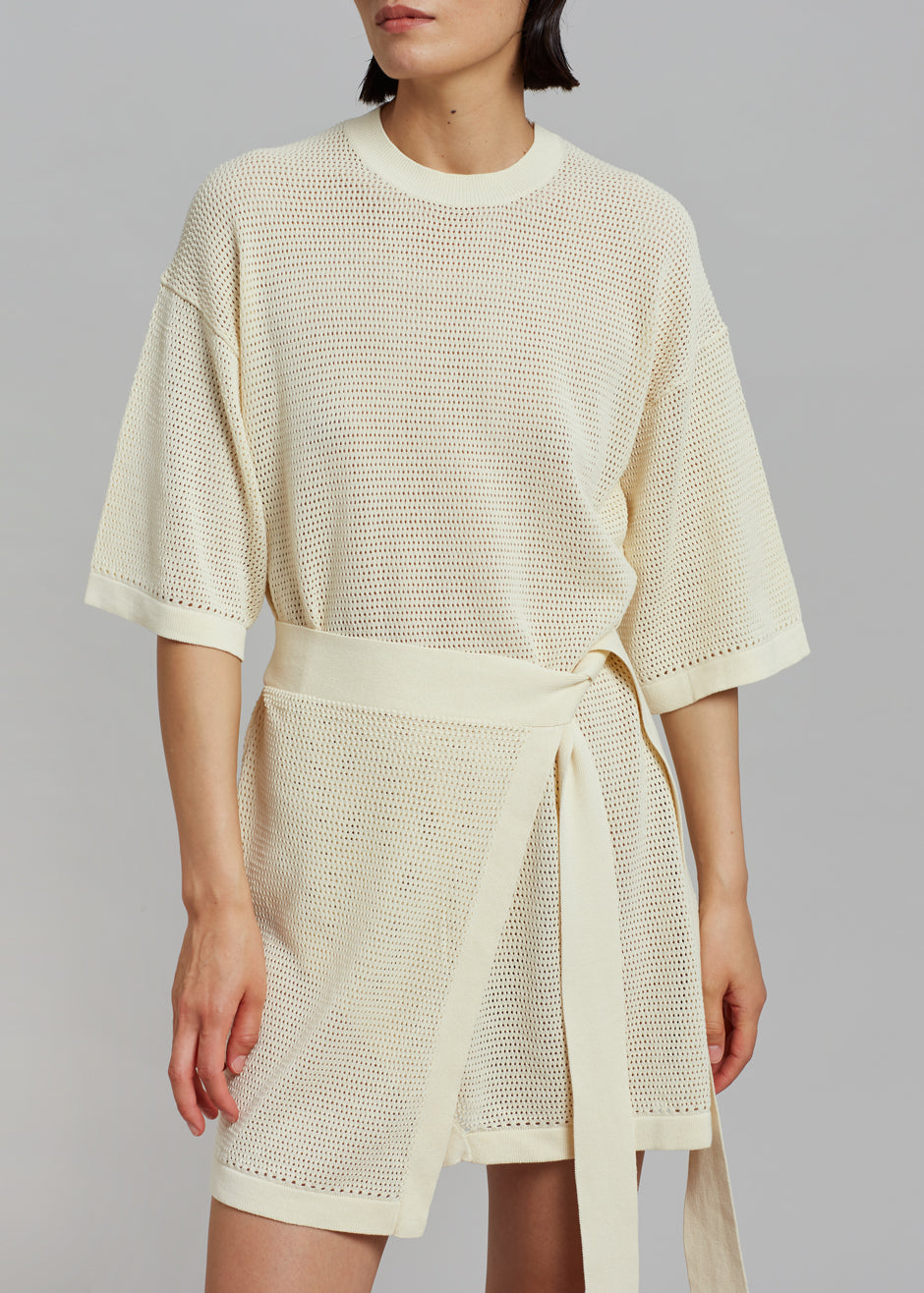 Nanushka Samira T-shirt Wrap Dress - Creme - 1