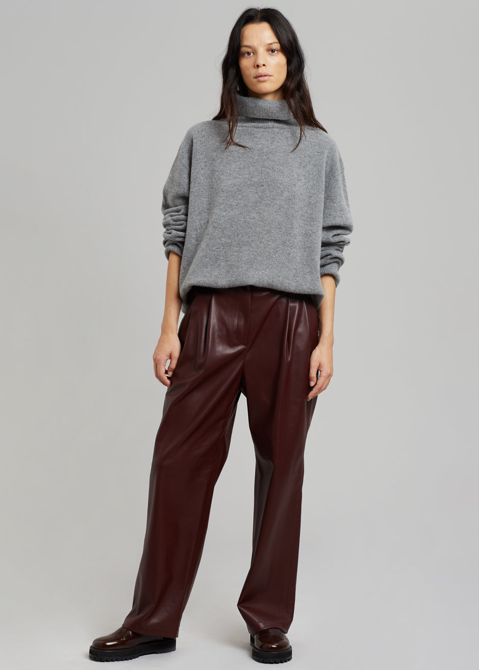 Pernille Faux Leather Pants - Burgundy - 1