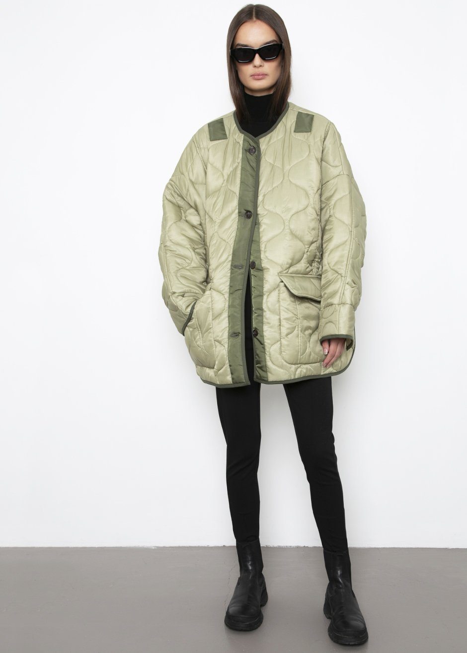 Teddy Quilted Jacket - Moss Green - 7