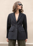 Peak Lapel Hourglass Blazer in Black Blazer More than Yesterday