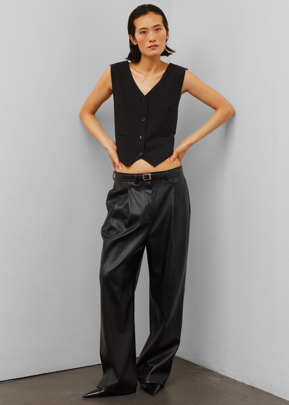 Pernille Faux Leather Pants - Black