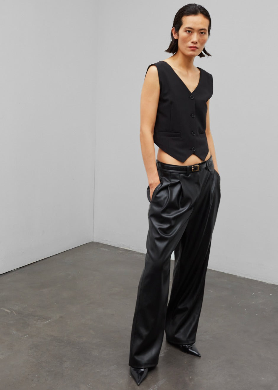 Pernille Faux Leather Pants - Black - 2