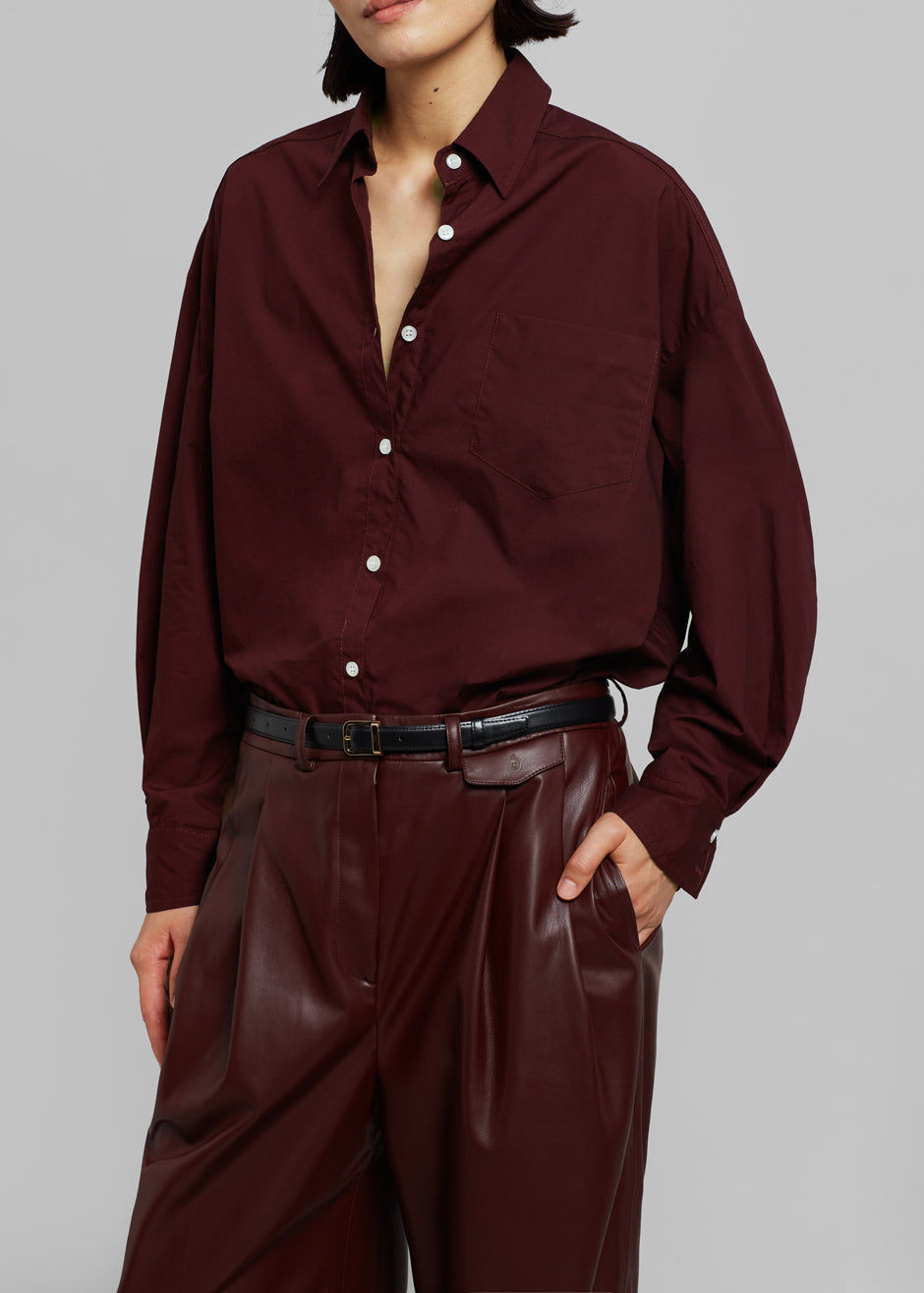 Pernille Faux Leather Pants - Burgundy - 3