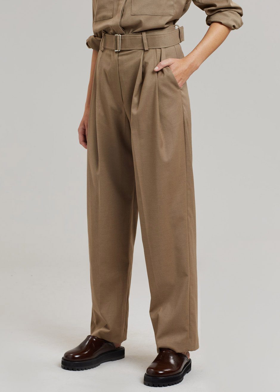 Ramson Pleated Trousers - Taupe - 7
