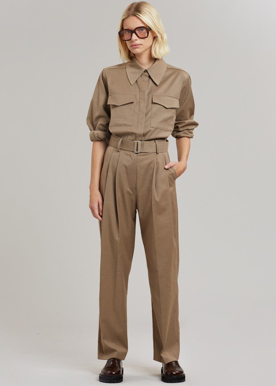 Ramson Pleated Trousers - Taupe - 1