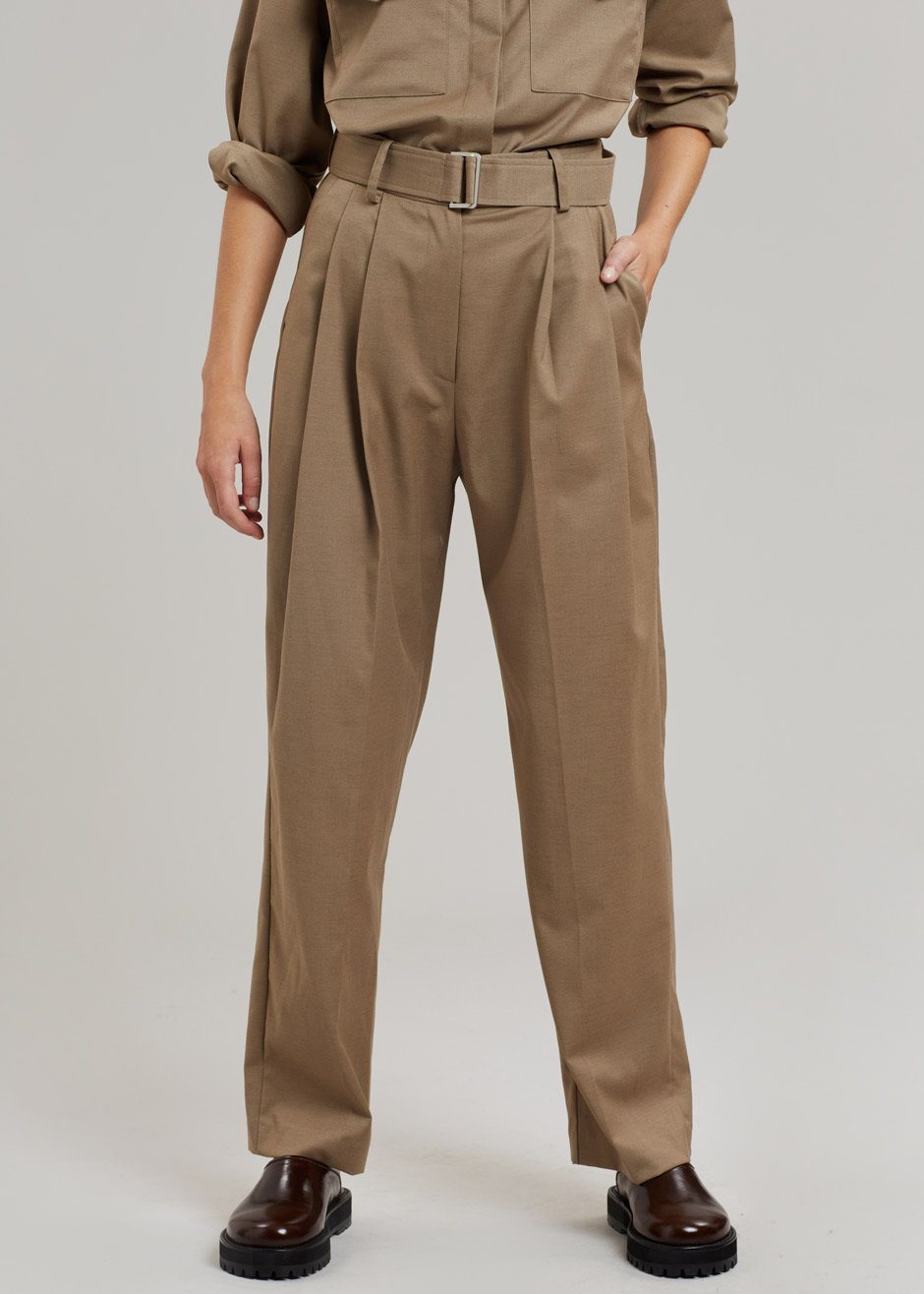 Ramson Pleated Trousers - Taupe - 3