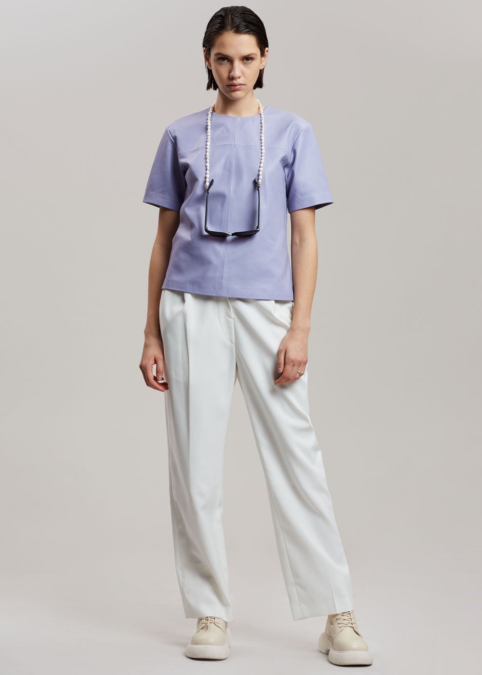 REMAIN Audrey Leather Shirt - Pastel Lilac - 4