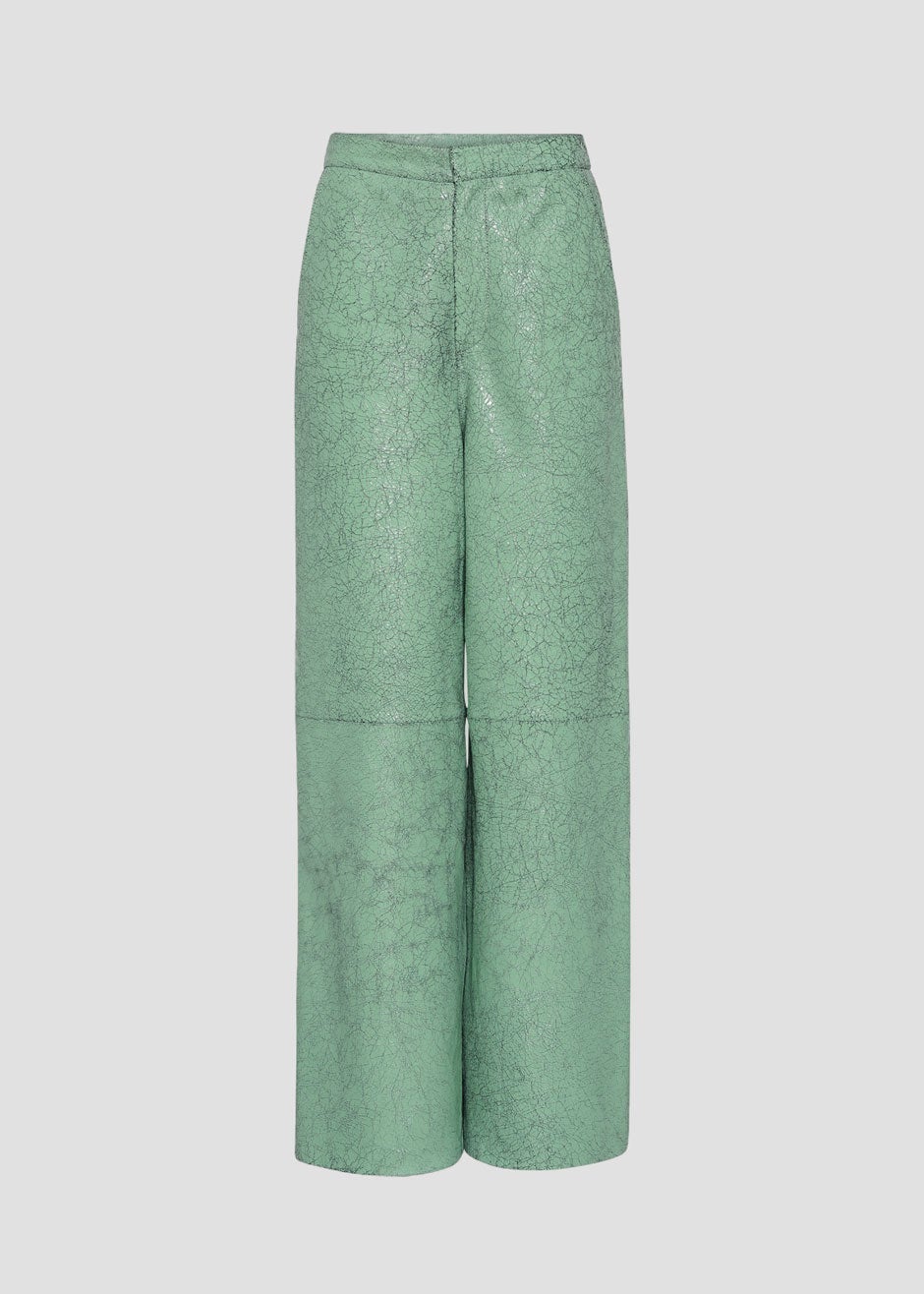 REMAIN Luma Leather Pants - Green Spruce - 10