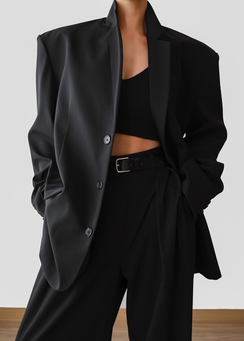 Tansy Oversized Blazer - Black - 5