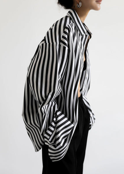 Fayre Striped Lace Shirt - Black – Buttonscarves