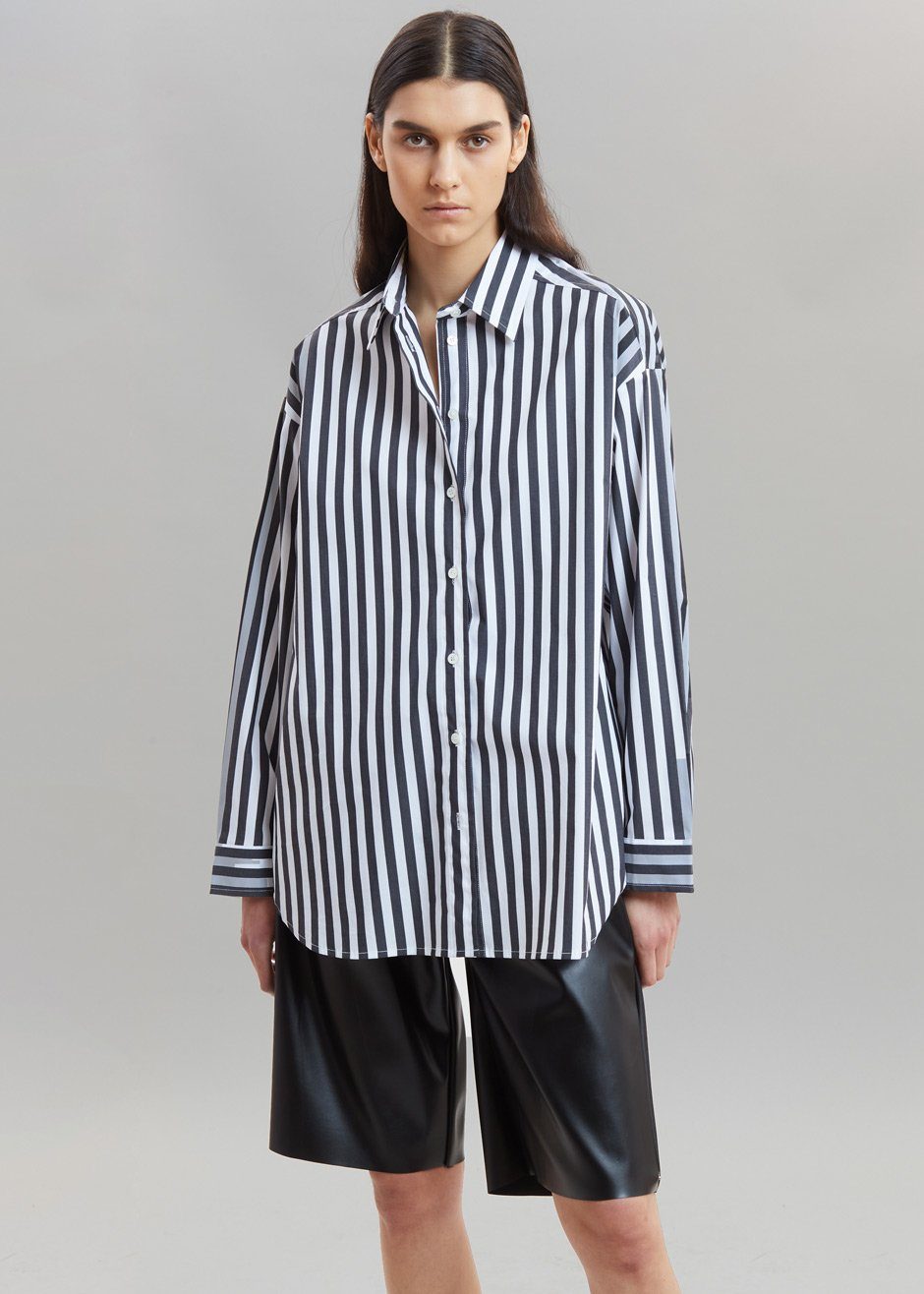 Sylvia Striped Oxford Shirt - Faded Black/White - 10
